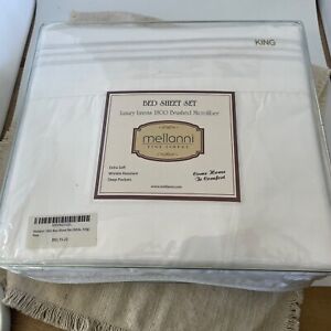 Mellanni King Size Sheets Set - 6 Piece, Deep Pocket up to 16" White (NEW)