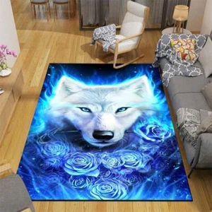 Psychedelic 3d Wolves Print Carpet-living Room Floor Mat - Non-slip Rug Alfombra - Picture 1 of 26
