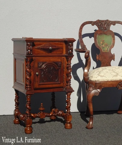 Vintage French Louis XVI Barley Twist Nightstand  AS IS No Marble Top Cover