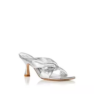 Stuart Weitzman Playa Knot Slide Sandals Women's 8B Silver Open Toe Slip On - Picture 1 of 17
