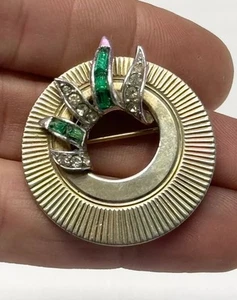 Marcel Boucher green channel set rhinestone vintage brooch pin - Photo 1/6