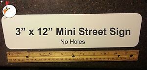 1 pc. 3" X 12" Mini Street Sign - WHITE ALUMINUM, SUBLIMATION BLANKS, NO HOLES**