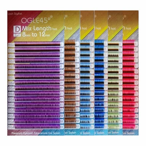 16 Rows Mixed Eyelashes B C D Curl Volume Lashes Colour Eyelash Extensions Salon - Picture 1 of 24
