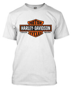 Harley-Davidson Men's Orange Elongated Bar & Shield White T-Shirt 30291967
