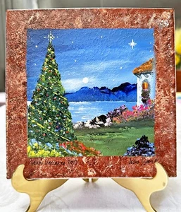 Hand Painted Christmas Scene 6.5"x6.5" Ceramic Tile Puerto Vallarta Mexico 2013 - Picture 1 of 7