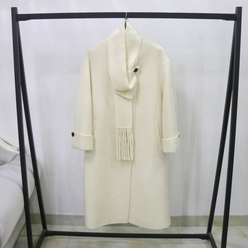 OFF WHITE Sciarpa donna double face lana collo tondo design cappotto medio lungo soprabito tg