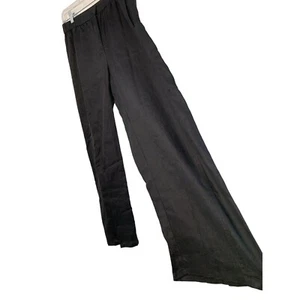 Eileen Fisher Women's Organic Linen Wide Ankle Pants Black S/M 7345 Elastic Zip - Picture 1 of 7