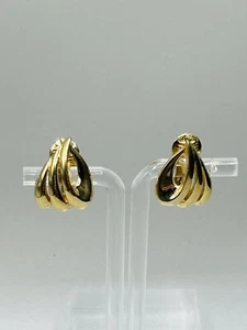 Monet Clip-on Earrings Gold-tone Open Loop Swirl Vintage Classic Geometric  3/4" - Picture 1 of 8