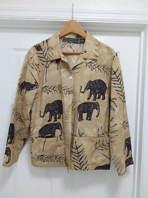 New Identity Blazer Women's Size Medium Animal Print 2 Pockets Front Elephants - Image 1 of 4