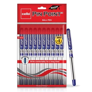 10 Cello Pinpoint Ball Pens, Blue, .6mm tip Smooth Writing - Picture 1 of 5
