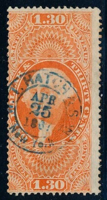US Revenue stamp R77c, WT Hatch & Son, NY bankers cancel - Image 1 of 4
