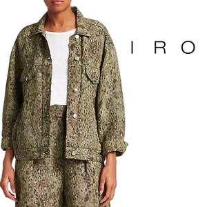 NEW IRO Empathy Leopard Oversized Jean Jacket Size 34 US 2 - Picture 1 of 14