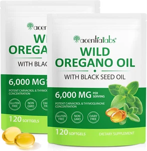Oil of Oregano Softgels 6000Mg, 2 in 1 Formulated with Black Seed Oil 200Mg, Imm - Picture 1 of 12