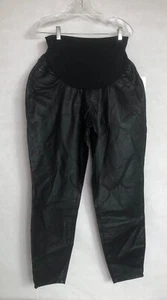 Indigo Blue Faux Leather Black Tapered Leg Maternity Pants Womens Size 1X - Picture 1 of 12