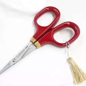 Tijeras de hilo Cohana Urushi laca acabado dorado estuche de cuero Japón - Imagen 1 de 9