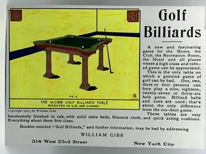 68. Golf Billiards Advertising Ad Gibb NY City Colorized Poster 10.75" x 15" - Picture 1 of 1