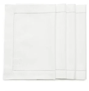 Solino Home White Placemats Set of 4 – Cotton Linen Hemstitch Summer Placema... - Picture 1 of 4