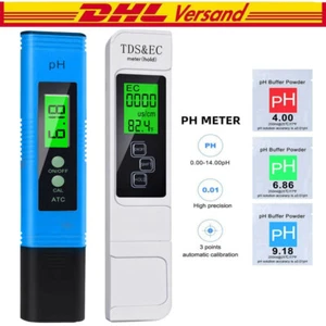 Digital Tester PH+TDS EC Wassertest Meter Messgerät Leitwertmessgerät 0-9990ppm/ - Bild 1 von 12
