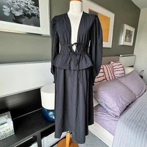WeWoreWhat Plunging Neckline Peplum Skirt Midi Dress OOTD Party SMALL - Picture 1 of 10