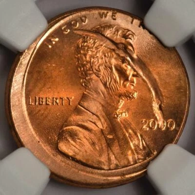 2000 NGC MS66RD 10% Off Center With Large Struck Thru Lincoln Cent Mint Errors - Image 1 of 4