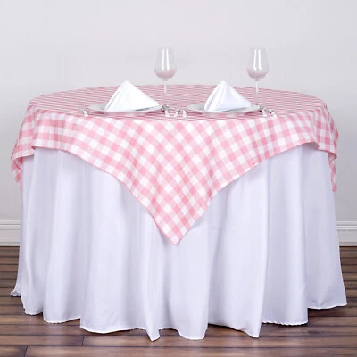 54x54-Inch SQUARE Checked Gingham Polyester Tablecloth Dinner Wedding Linens - Image 1 of 2