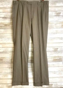 NWT Lauren Ralph Lauren Pleated Dark Tan Cuffed Dress Pants 36W 32L - Picture 1 of 10