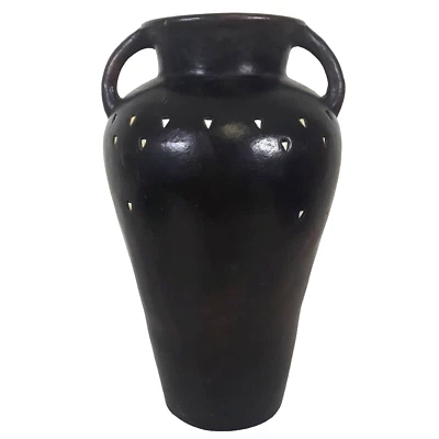 Urna de recipiente de cerámica antigua Estate con incrustación de hueso florero de arcilla de terracota de gran tamaño Foto 1 de 4