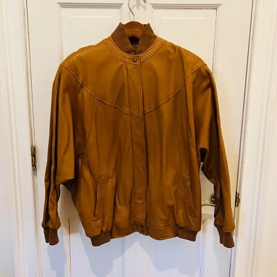 Chaqueta Bomber Vintage Años 80 90 ETIENNE AIGNER Mujer L Cuero Marrón Coñac 12 Foto 1 de 4