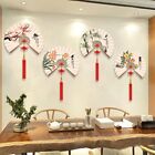 Plum Chinese Fan Wall Stickers Waterproof Ink Painting Decals  Living Room