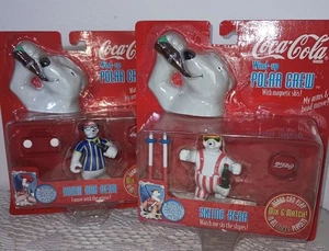 1998 Coca-Cola Wind-Up Polar Crew & Skiing Bear, Vintage Collectible NIP - Picture 1 of 5