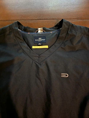 Mens Dockers Golf Stain Defender Black V-Neck Windbreaker Jacket Size XL - Image 1 of 4