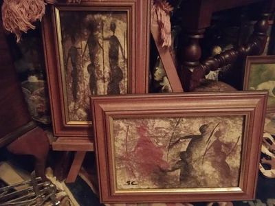 Original Paintings X 2, Framed, South African San Rock Art, Sean Caulfield - Image 1 of 4