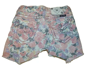 Girl's Szie 8 MISS ME CK4021H1 PINK ROSE FLORAL Silver-Stiched Shorts - Picture 1 of 4
