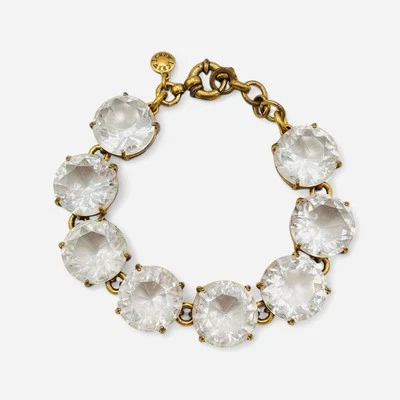 Vintage J. Crew Large Crystal Statement Bracelet Designer Clear Emerald Cut - Image 1 of 4