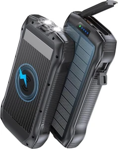Solar Charger Power Bank, 40000mAh Portable QC3.0 18W PD 20W Black - Picture 1 of 8