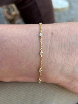 1Ct Lab-Created Diamond Bezel Station Chain Bracelet In 14K Yellow Gold Plated - Image 1 of 4