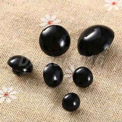 100pc Buttons Round Mushroom Domed Sewing Shank Black F Craft Toy Bear Eyes Nose - Image 1 of 4