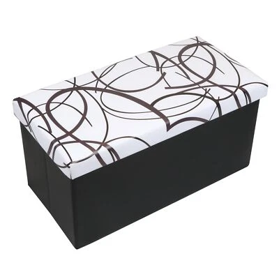 Folding Toy Box Chest With Memory Foam Seat Faux Leather Trunk Bedroom Ottomans  - Image 1 of 4