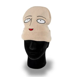One Punch Man Beanie Cap Funny Anime Cartoon Face Winter Mens Hat - Picture 1 of 7