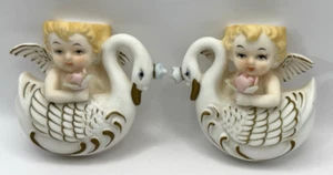 Set of Cherub Kewpie Swan Wall Pockets - Japan - Vintage - Picture 1 of 7