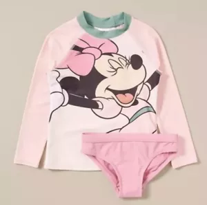 Girls size 7 Disney Minnie Mouse long Sleeve Rash top & brief swim set NEW 1957 - Picture 1 of 4