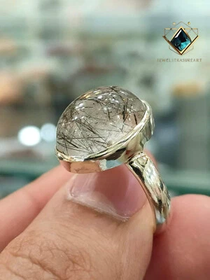 Mens Natural Muh e Najaf, 925 Sterling Silver Ring,Oval Quartz,Original Moonston - Image 1 of 3