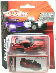 Majorette Ford Mustang GT Red Deluxe Car 1:64 204D Rubber Tires Package with Box - Picture 1 of 4