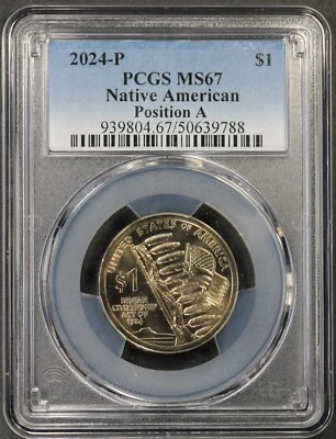 Dólar nativo americano Sacagawea 2024-P PCGS MS67 MS-67 Pos posición A Foto 1 de 2