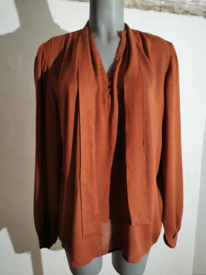 Bluse Gr 40 Braun Viskose BC langarm Schluppe I15 - Bild 1 von 3