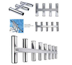 Stainless Steel 3/4/5/8 Tubes Fishing Pod Rack Marine Boat Camper Wall-Mounted 