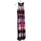 London Times  Cream Purple Multicolored TieDye  Sleeveless Maxi Dress Sz 6