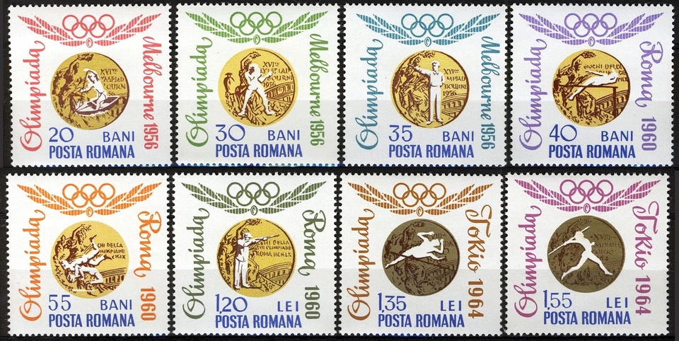 Romênia 1964, medalhistas de ouro romenos nos Jogos Olímpicos conjunto MNH, Mi 2345-52 - Imagem 1 de 1