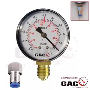 VACUOMETRO DE VACIO 0 a 76 cmHg 63 mm CAJA ACERO + RACOR TUBO AIRE MANOMETRO - Imagen 1 de 2