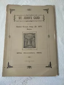 1901 St. John's Card, Quatuor Coronati Lodge No. 2076, Masonic - Picture 1 of 15